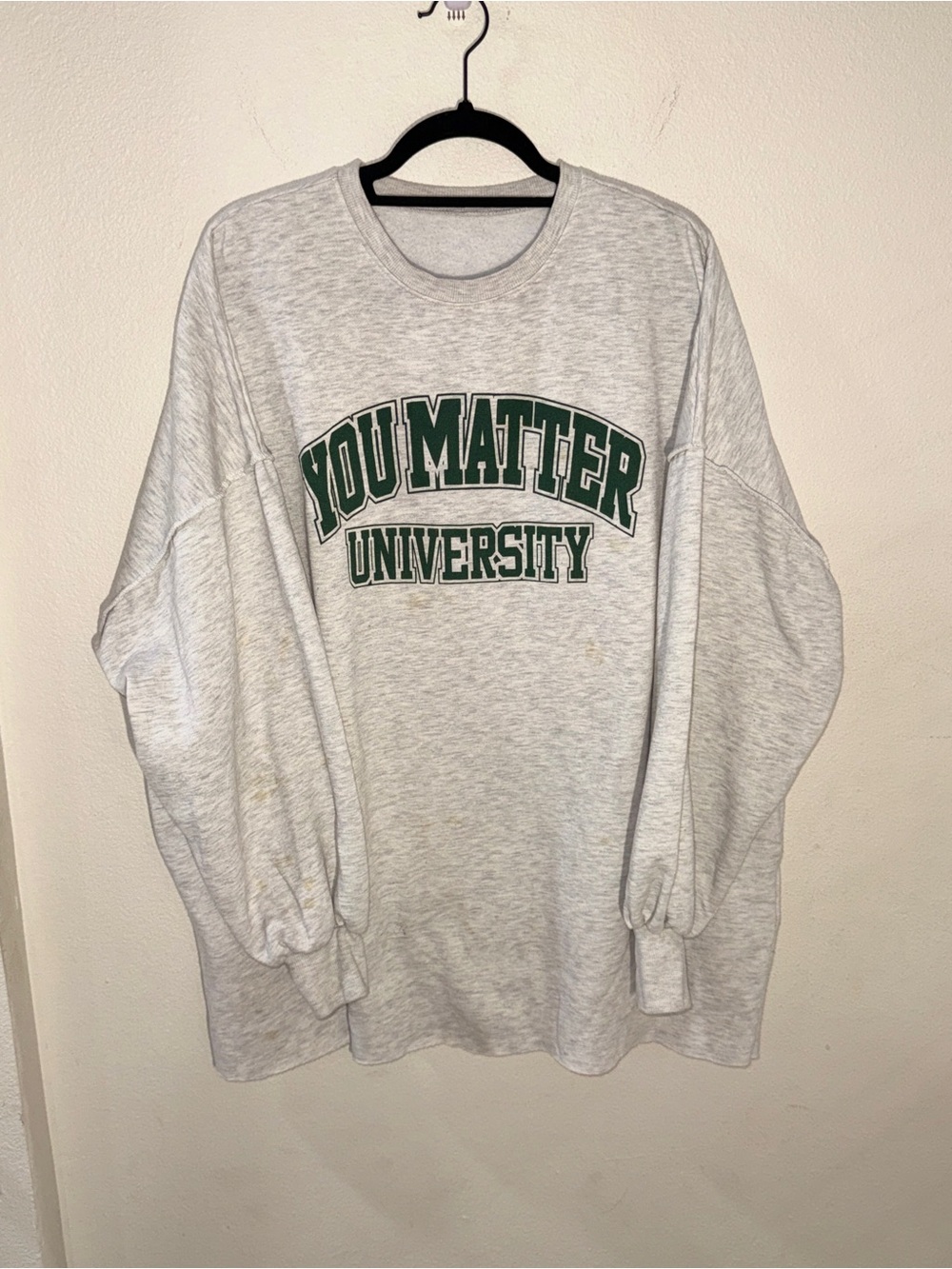 You Matter University Gray Crewneck Sweatshirt with Green Graphic
